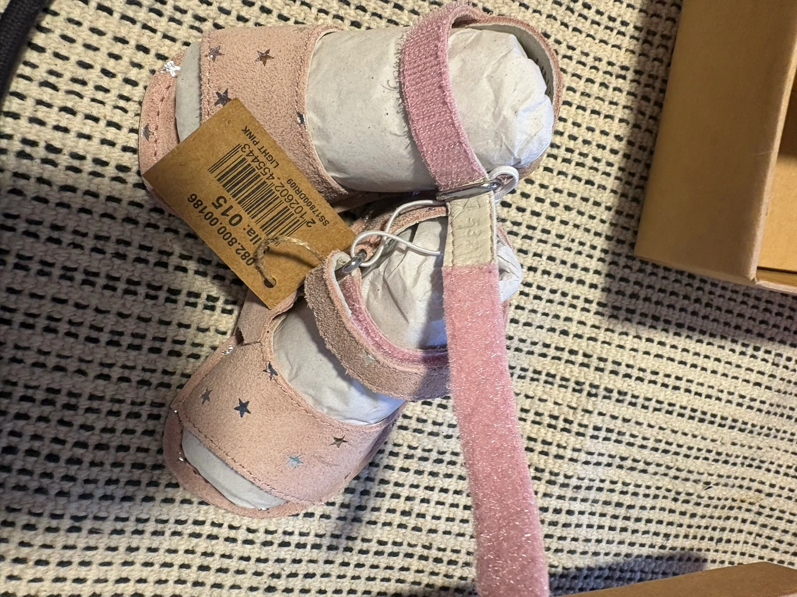 pink baby sandals with stars leather single size 15/16 for 3-6 months – photo 4